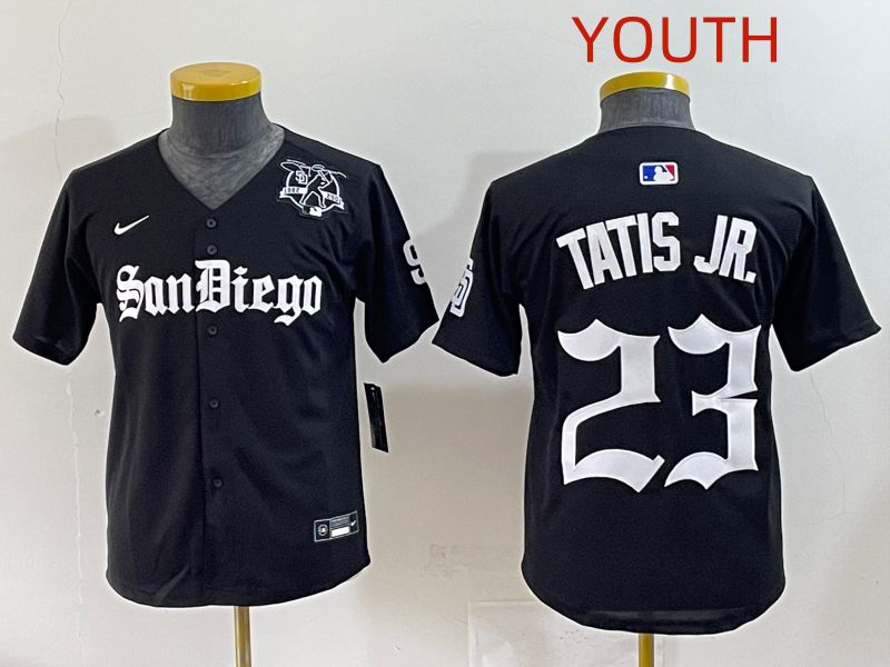 Youth 2025 San Diego Padres 23 Tatis jr Black Five generations Joint Name Nike MLB Jersey style 12